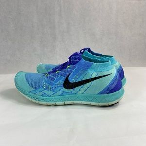 Women’s Nike Free 3.0 Flyknit Blue Teal
Green Running Shoes Size 9